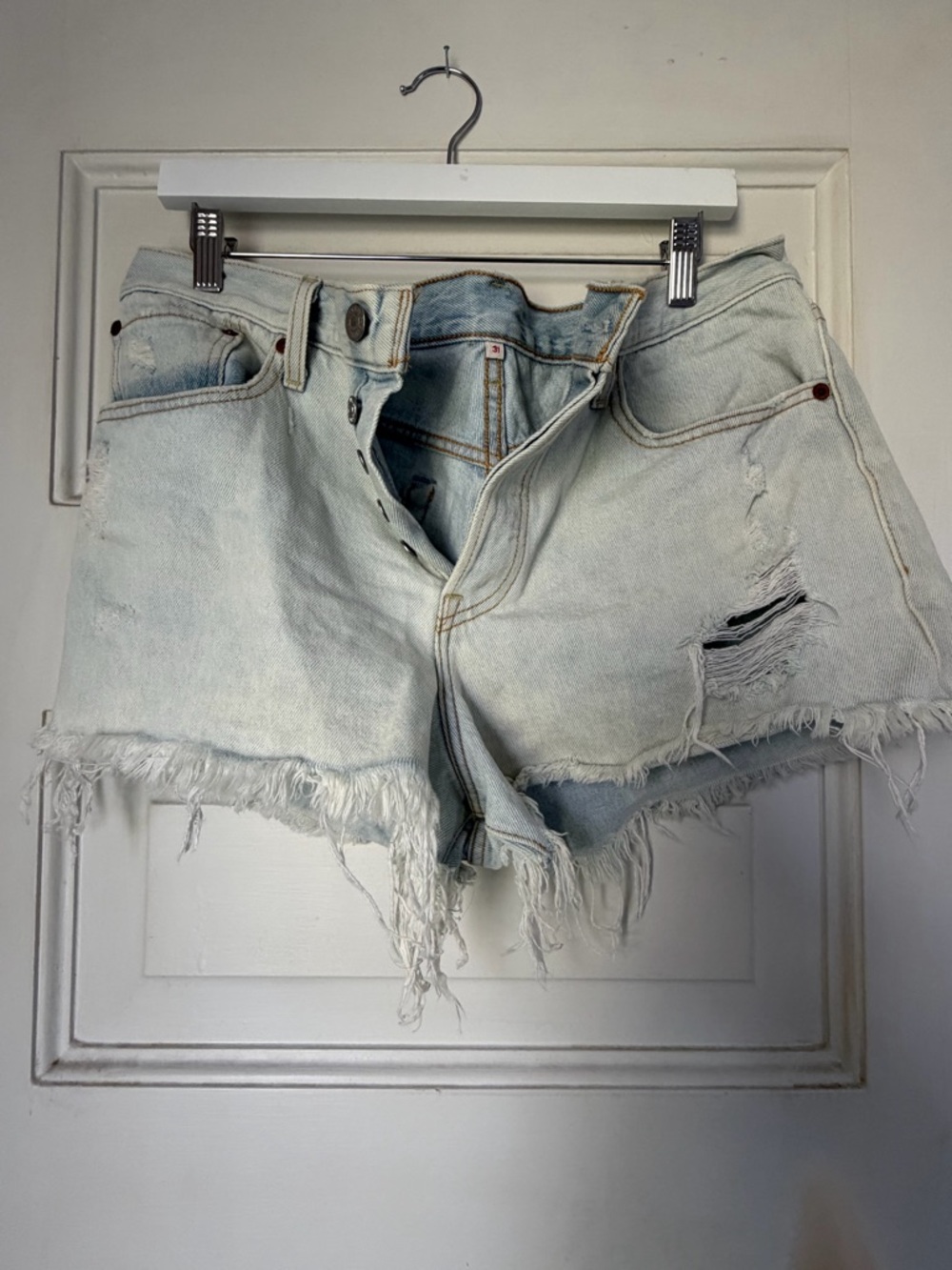 Levi's Light Blue Distressed Denim Cutoff Shorts